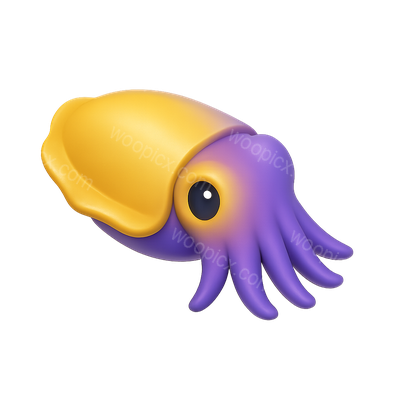 Vibrant Cuttlefish Color Change Icon in 3D