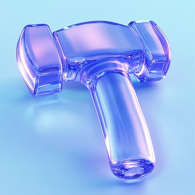 Stylized Glass Hammer on a Soft Gradient Background