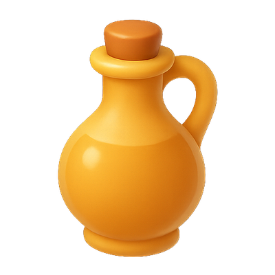 Stylized Orange Oil Bottle with Unique Design