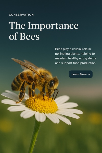 Stylish Web Page Design Featuring Bees Conservation