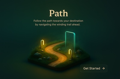 3D Scene of a Winding Path with Neon Accents