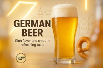Promotional Graphic for German Beer Featuring Refreshing Visuals