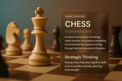 3D Chess Illustration with Informative Overlay