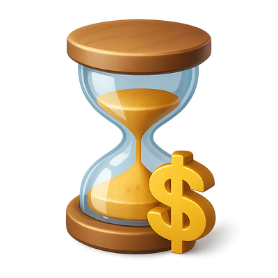 3D Hourglass Icon with Dollar Sign for Finance Themes