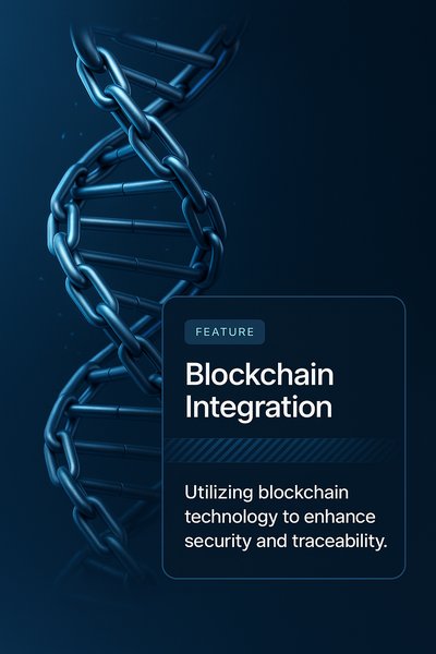 3D Illustration of DNA Strand with Blockchain Elements