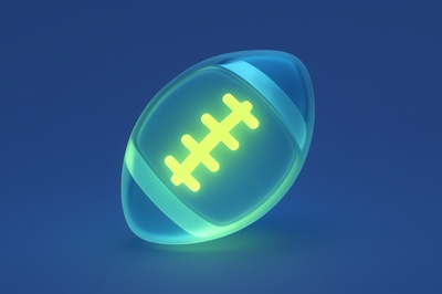 3D American Football Icon with Realistic Glow Effects
