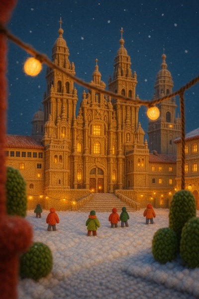 Snowy Magic of Santiago de Compostela Cathedral
