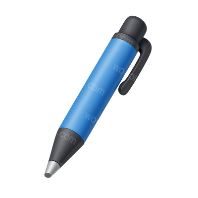 Stylized 3D Ballpoint Pen Icon with Isometric View
