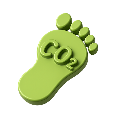 3D Icon of a CO2 Footprint in Green Color