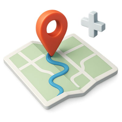 3D Map Icon with Marker and Path Design
