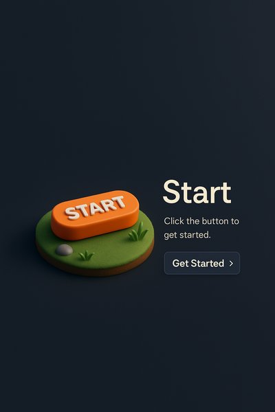 Minimalistic 3D Scene Featuring a Start Button in Dark Background