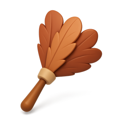 Stylized 3D Feather Duster Icon with Isometric View