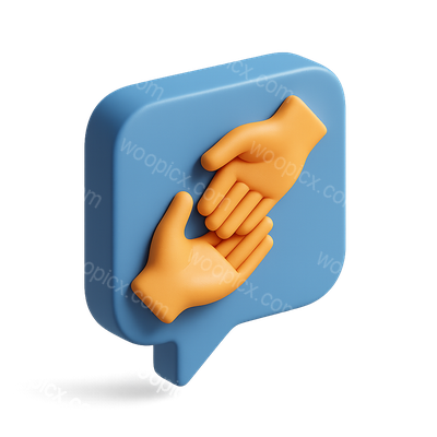 Stylish 3D Assistance Icon with Hands in Isometric View