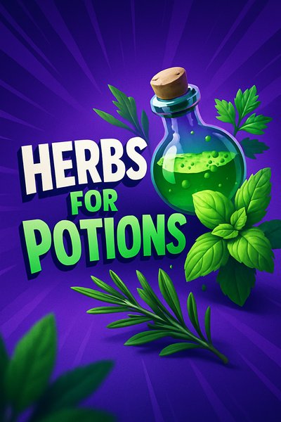 Dynamic Illustration of Herbs for Potions with Vibrant Colors