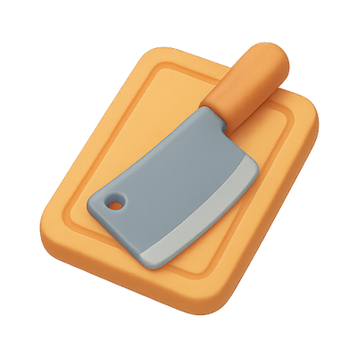 Stylized Kitchen Chopping Board with Cleaver