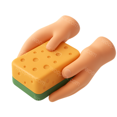 3D Icon of Hands Holding a Cleaning Sponge