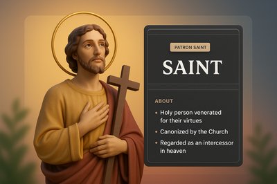 Elegant Web Design Featuring a Saint with 3D Illustration