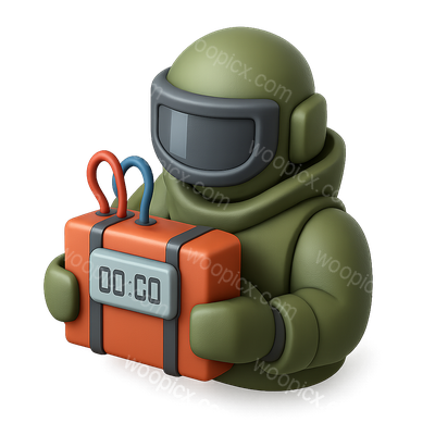 3D Bomb Disposal Icon in Isometric View