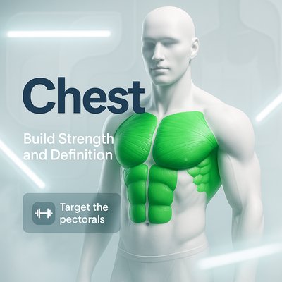 3D Anatomical Illustration of Chest Muscles for Fitness