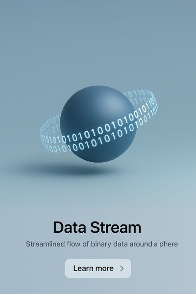 Digital Sphere with Binary Data Flow in 3D Realistic Style