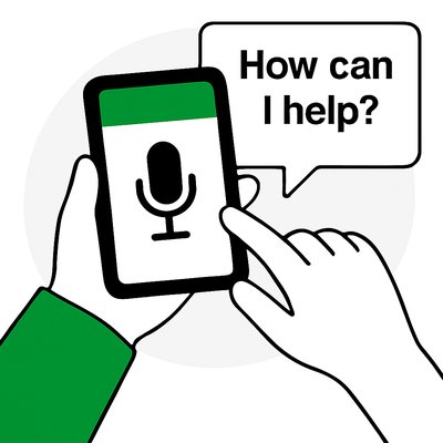 Illustration of Voice-Activated Assistance on Mobile Device