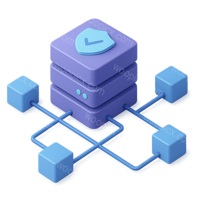 Stylish 3D Mesh Network Icon with Shield Symbol