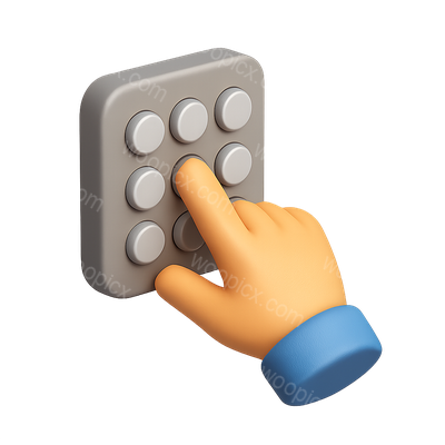 3D Icon of a Hand Pressing Buttons in Isometric View
