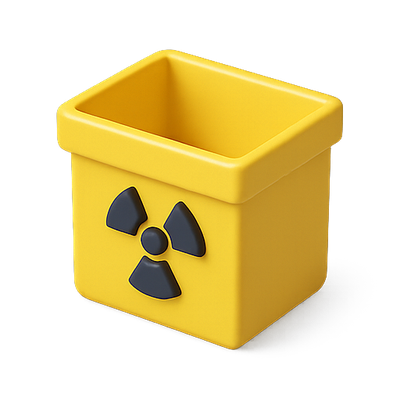 3D Illustration of a Yellow Hazardous Waste Bin