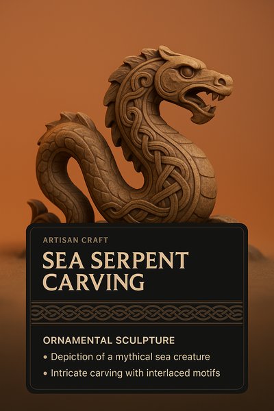 Intricate Sea Serpent Carving in 3D Illustration