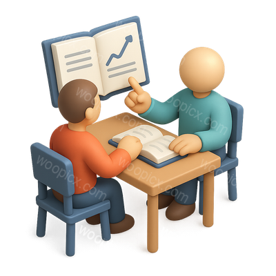 3D Icon Representing Tutoring Session in Isometric View