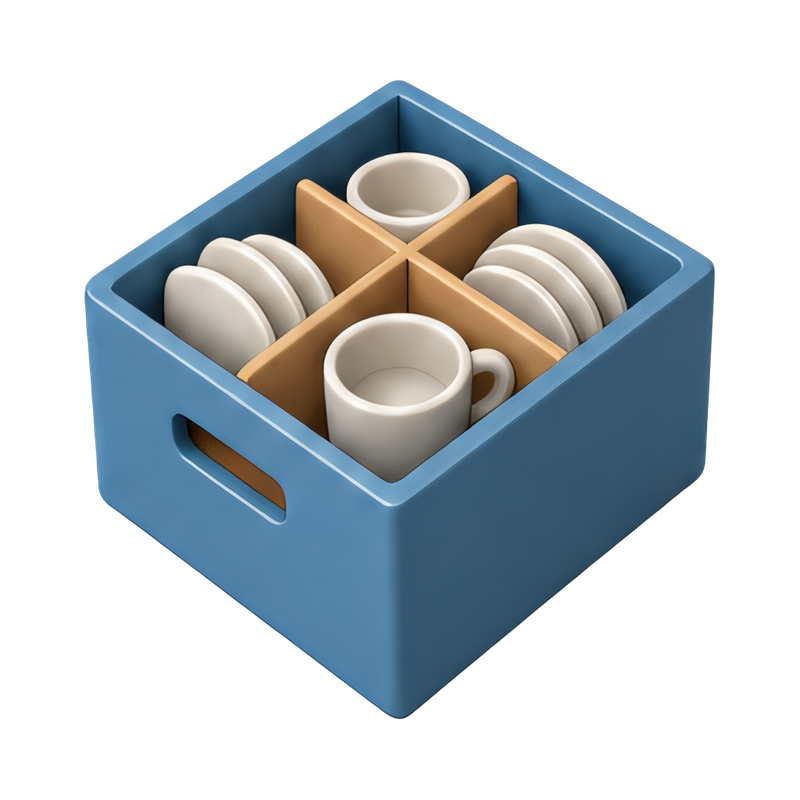 Compact dish pack with dividers
