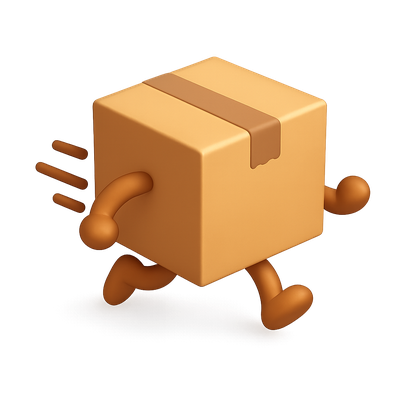 Dynamic 3D Delivery Box Icon in Motion