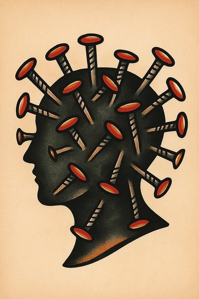 Silhouette with Nails: Unique Tattoo Design