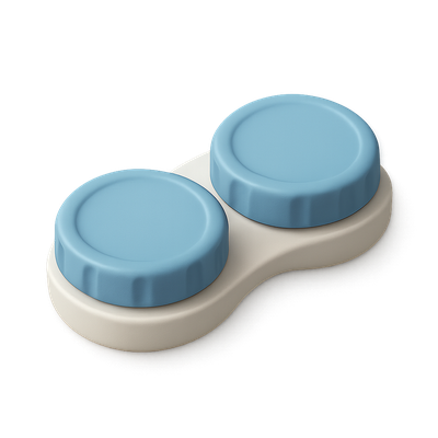 Stylish 3D Contact Lens Case Icon with Blue Lids