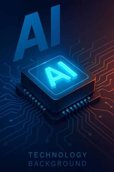 Futuristic AI Chip in Dynamic Technology Background