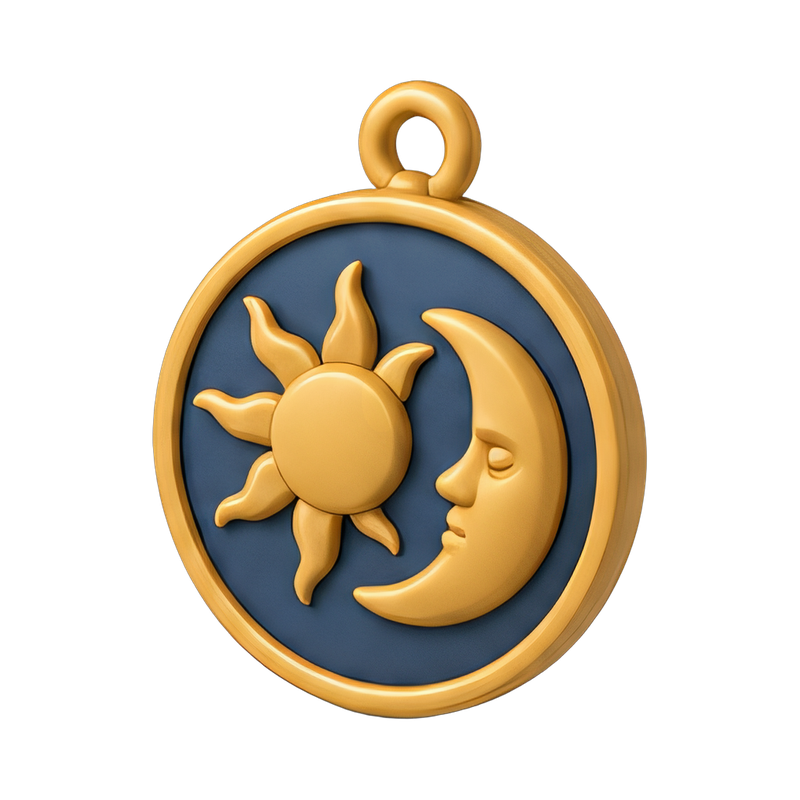 Celestial sun and moon amulet