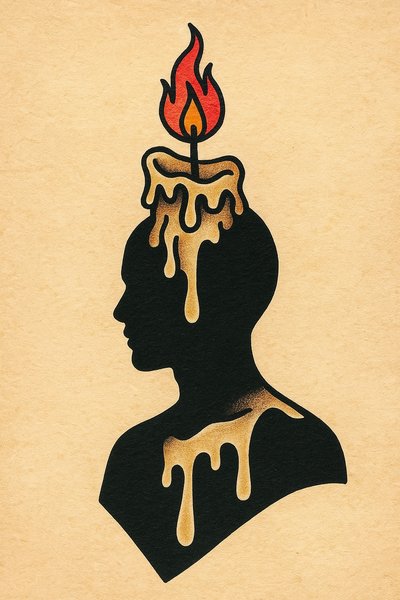Classic Candle Silhouette Tattoo Design in Color