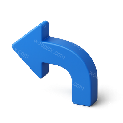 Stylized 3D Bent Arrow Icon in Blue