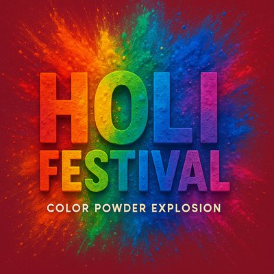 Vibrant Holi Festival Graphic with Color Powder Effect