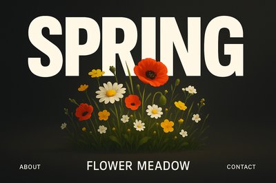 Bold Spring Meadow Illustration with Minimal Typography