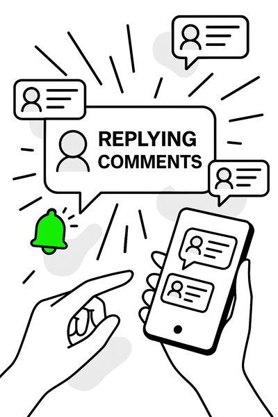 Illustration of Engaging with Comments on Mobile Device