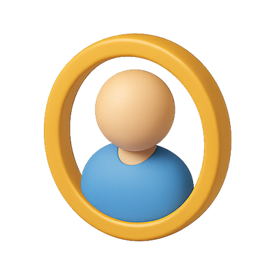 3D Icon of a Person Inside a Circular Frame