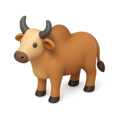 Stylized 3D Zebu Icon in Isometric View