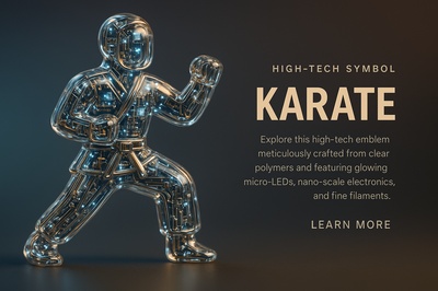 Hyperrealistic Karate Symbol Crafted from Clear Polymers