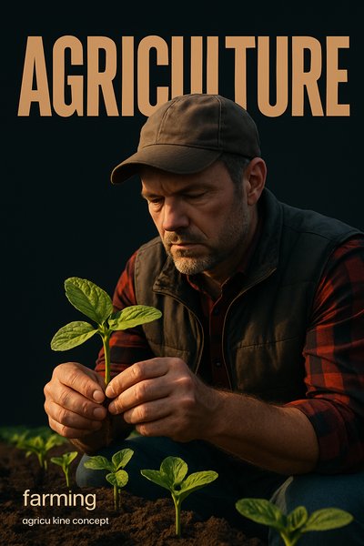 Focused Soybean Farmer in Dramatic Minimalist Style