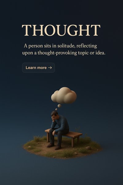 Thoughtful Reflection in a 3D Scene with Dark Background