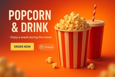 Promotional image for popcorn and drink at the cinema