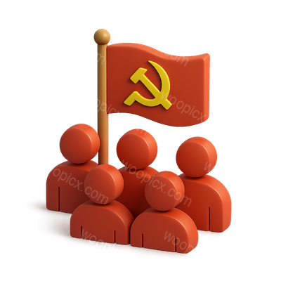 3D Icon of Central Committee with Flag and Figures