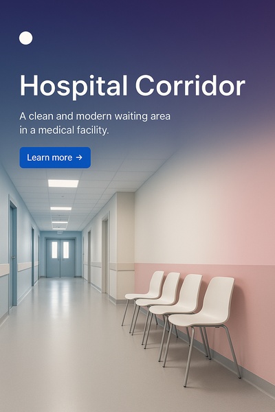 Modern Hospital Corridor with Patient Waiting Area