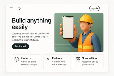 Minimalist Landing Page Design with 3D Elements